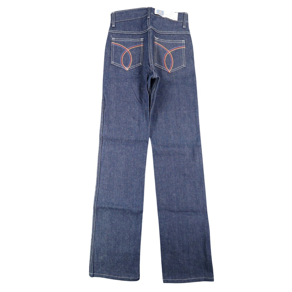 Key Jeans Denim Jeans Boys 12 Slim 24x30 Vintage 70s Dark Wash Rainbow Stitching